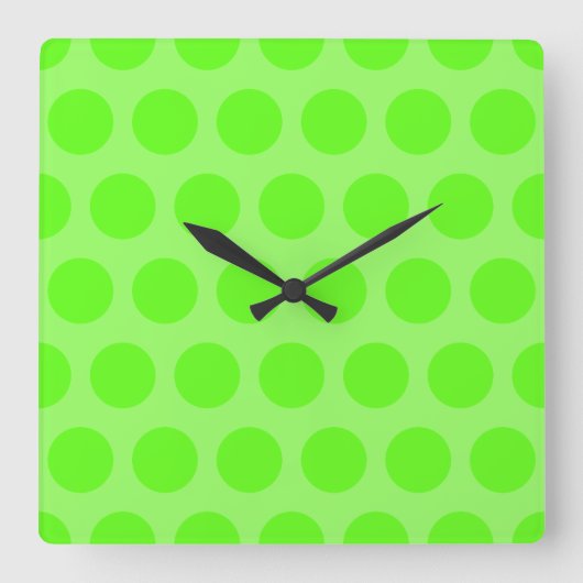 Horloge Carrée Points Lime Clair (Recto)