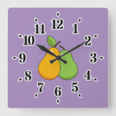 Horloge Carrée Poires jaunes et vertes (Recto)