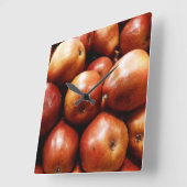 Horloge Carrée Poires rouges (Angle)