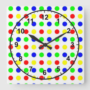 Horloge Carrée Pois colorés