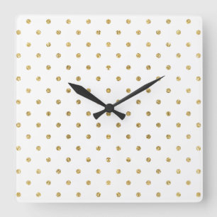 Horloge Carrée Pois élégant de parties scintillantes de blanc e