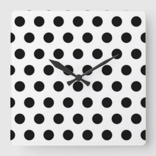 Horloge Carrée pois noirs sur Arrière - plan blanc
