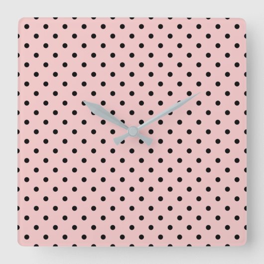 Horloge Carrée Pois rose noir (Recto)