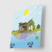 Horloge Carrée Poisson à but lucratif (Angle)