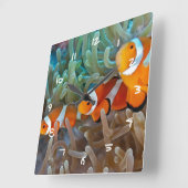 Horloge Carrée Poisson clown (Angle)