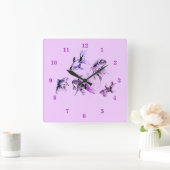 Horloge Carrée Poisson d'or - Violet (Maison)