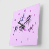 Horloge Carrée Poisson d'or - Violet (Angle)