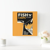 Horloge Carrée Poisson Et Chips Anglais (Maison)