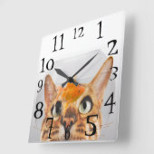 Horloge Carrée Poisson rouge de observation de chat dans une (Angle)