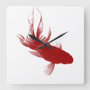 Horloge Carrée Poisson rouge Ryukin rouge