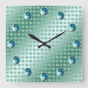 Horloge Carrée Poissons
