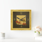 Horloge Carrée Poissons d'or Art déco (Maison)