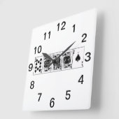 Horloge Carrée Poker Soirée Casino Quinte Flush Royale Piques (Angle)