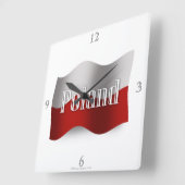 Horloge Carrée Poland Waving Flag (Angle)