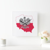 Horloge Carrée Polish Map Flag Wall Clock (Maison)