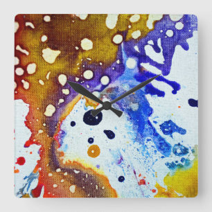 Horloge Carrée Polychromoptique #1B par Michael Moffa