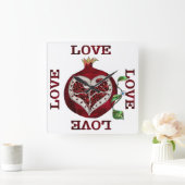 Horloge Carrée Pomegranate Heart LOVE Valentine (Maison)