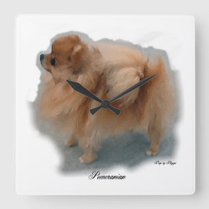 Horloge Carrée Poméranian Art Poison