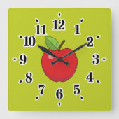 Horloge Carrée Pomme rouge (Recto)