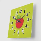 Horloge Carrée Pomme rouge (Angle)