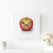 Horloge Carrée Pomme rouge (Maison)