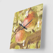 HORLOGE CARRÉE POMMES (Angle)