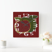 Horloge Carrée Pommes texturisées (Maison)