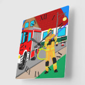 Horloge Carrée Pompier à l'extinction de Qua (Angle)