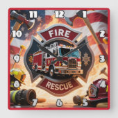 Horloge Carrée Pompier Secourt Camion Hero (Recto)