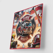 Horloge Carrée Pompier Secourt Camion Hero (Angle)