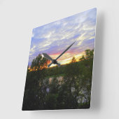 Horloge Carrée Pond de Sunset (Angle)