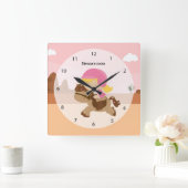 Horloge Carrée Poney mignon (Maison)
