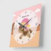 Horloge Carrée Poney mignon (Angle)