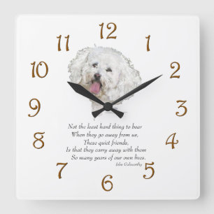 Horloge Carrée Pont Bichon Frise Rainbow