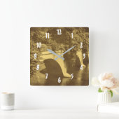 Horloge Carrée Pont De Fleurs À Sepia (Maison)