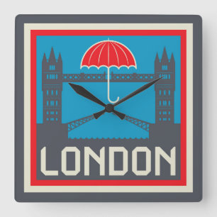 Horloge Carrée Pont de Londres avec le parapluie