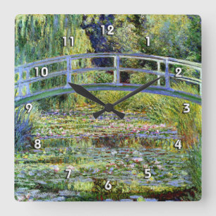 Horloge Carrée Pont japonais de Monet fin & Etang Lily