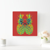 Horloge Carrée Pop Art ananas (Maison)