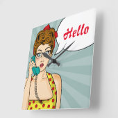 Horloge Carrée Pop art female (Angle)