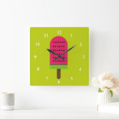 Horloge Carrée Pop Art glacon pastèque fruité (Maison)