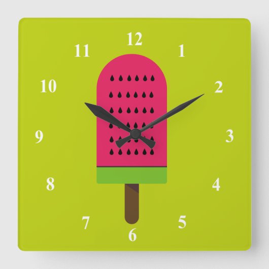 Horloge Carrée Pop Art glacon pastèque fruité (Recto)