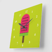 Horloge Carrée Pop Art glacon pastèque fruité (Angle)