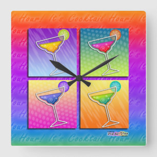 Horloge carrée Pop Art MARGARITAS