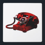 Horloge Carrée Pop Art Old Desk Téléphone Box Carré Porte-monnaie<br><div class="desc">Vieux Rétro Boîte de Téléphone Pop Art Style Armoire numérique</div>