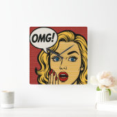 Horloge Carrée Pop art OMG Wall Clock (Maison)