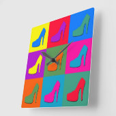 Horloge Carrée pop art shoes (Angle)