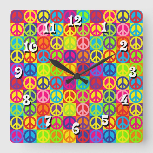 Horloge Carrée Pop Peace (Recto)