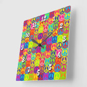 Horloge Carrée Pop Peace (Angle)
