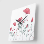 Horloge Carrée Poppies d'aquarelle (Angle)