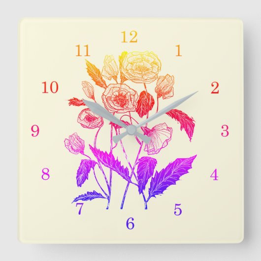 Horloge Carrée Poppies Wall Clock (Recto)